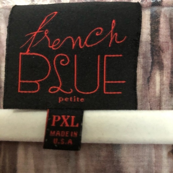 French Blue Double Layer Tank with Sheer Overlay - Picture 3 of 6